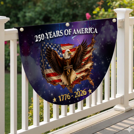 250th Anniversary Eagle Cross USA Map Flag Bunting