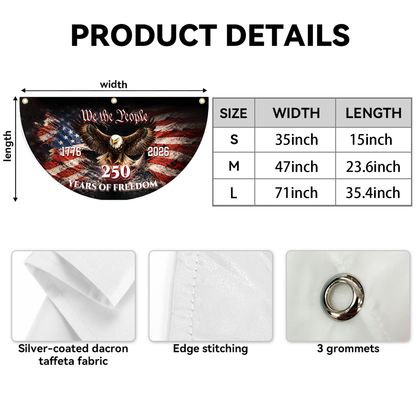 US 250th Anniversary Eagle Liberty Bell Bunting