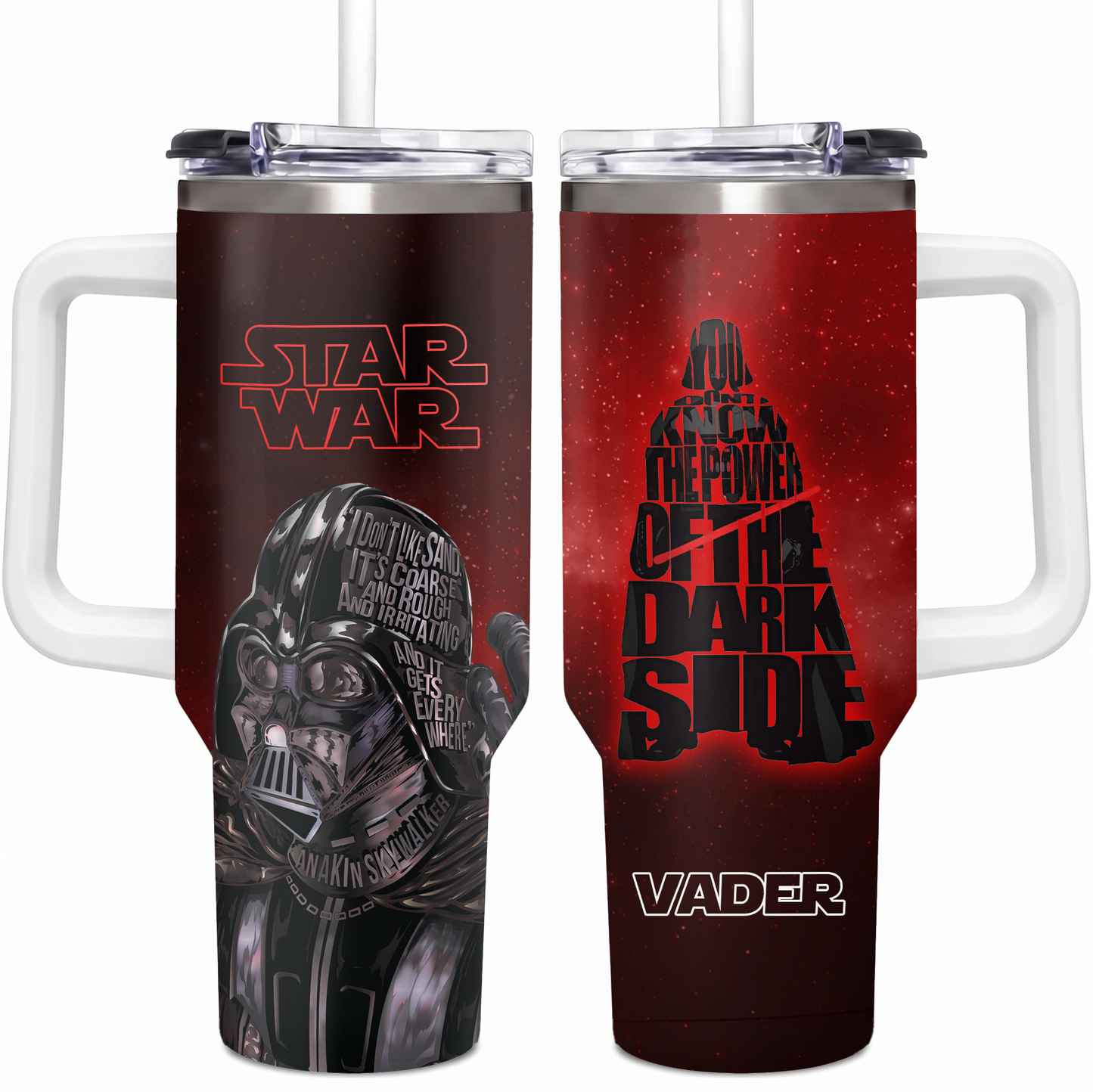 Darth Vader Star Wars 40oz Insulated Tumbler with Handle | Stainless Steel Travel Mug for Dark Side Fans