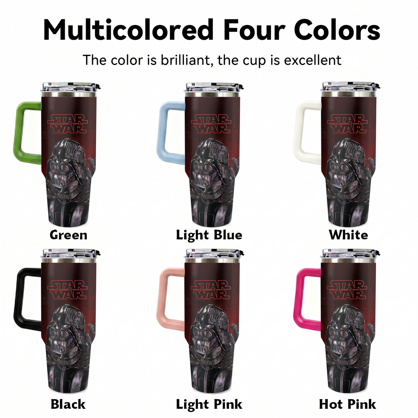 Darth Vader Star Wars 40oz Insulated Tumbler with Handle | Stainless Steel Travel Mug for Dark Side Fans