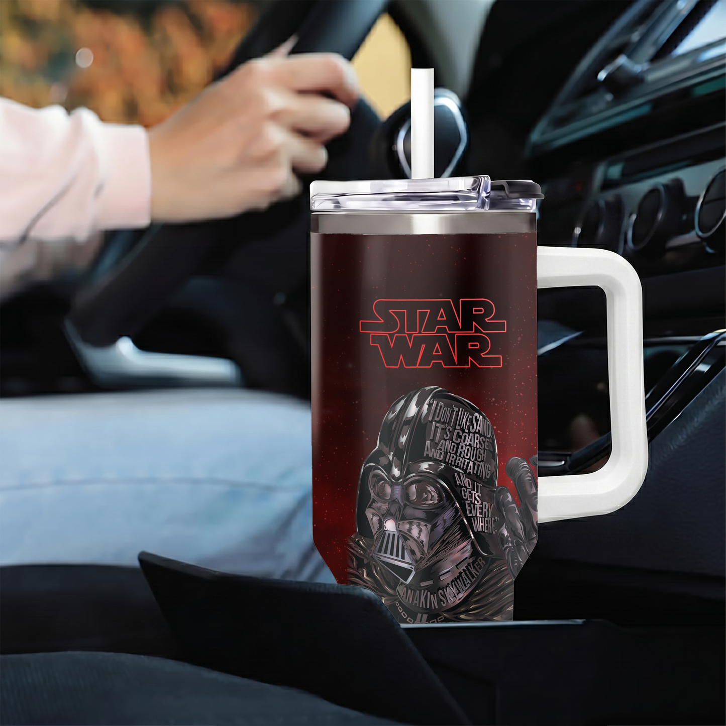 Darth Vader Star Wars 40oz Insulated Tumbler with Handle | Stainless Steel Travel Mug for Dark Side Fans