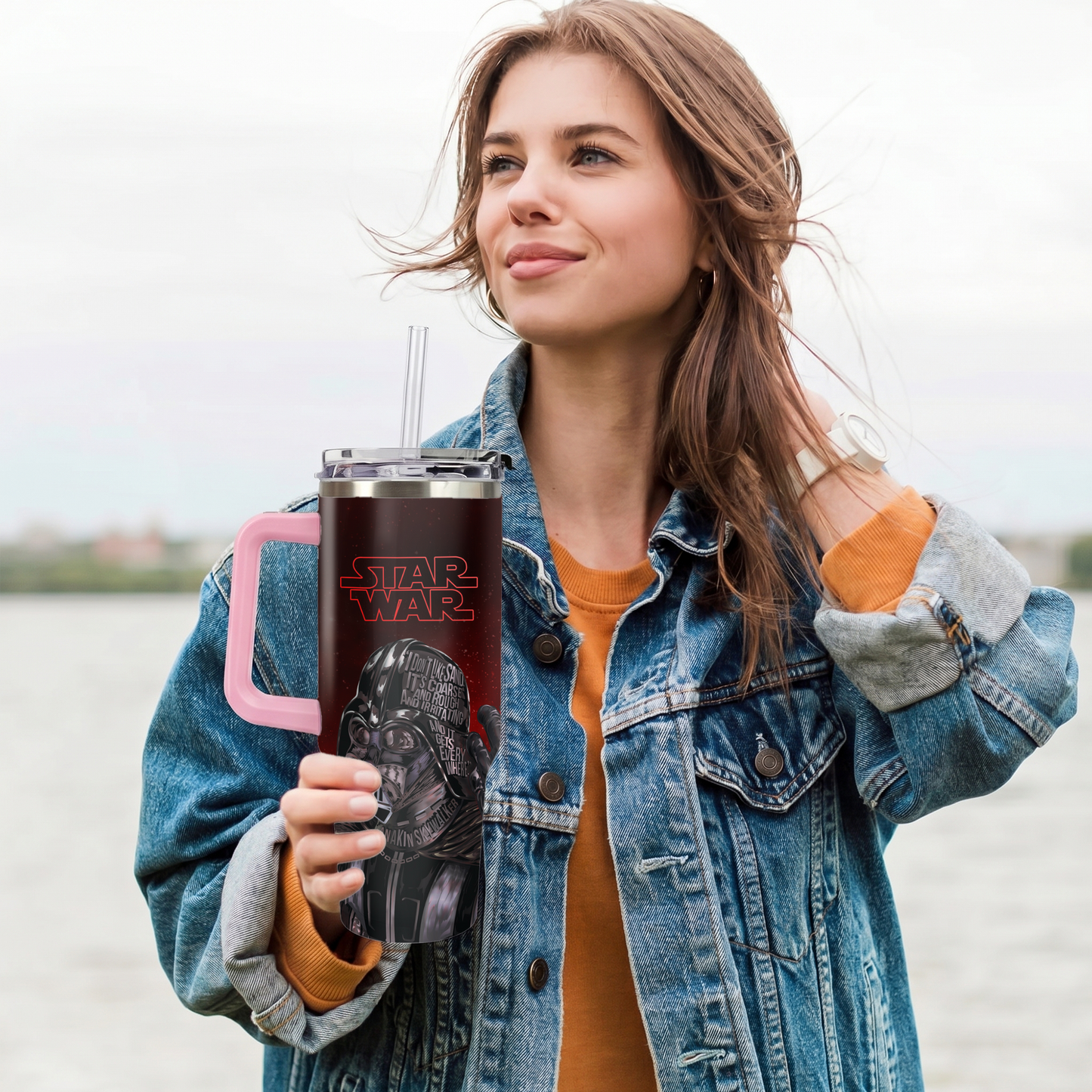 Darth Vader Star Wars 40oz Insulated Tumbler with Handle | Stainless Steel Travel Mug for Dark Side Fans