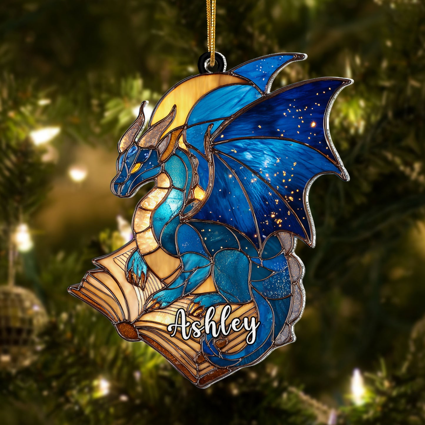 Personalized Dragon Book Acrylic Ornament