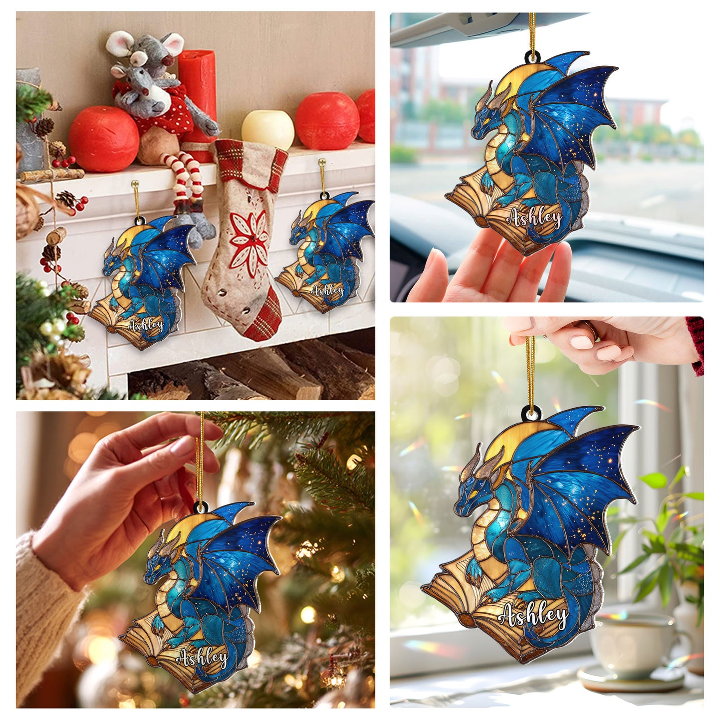 Personalized Dragon Book Acrylic Ornament