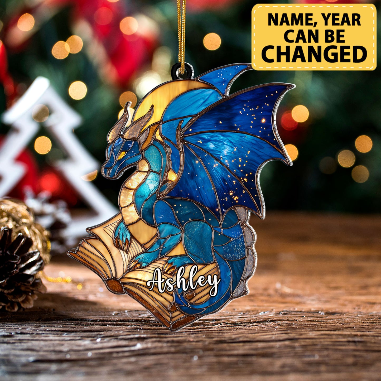 Personalized Dragon Book Acrylic Ornament
