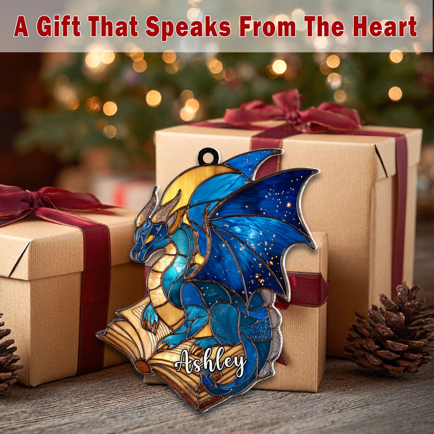 Personalized Dragon Book Acrylic Ornament