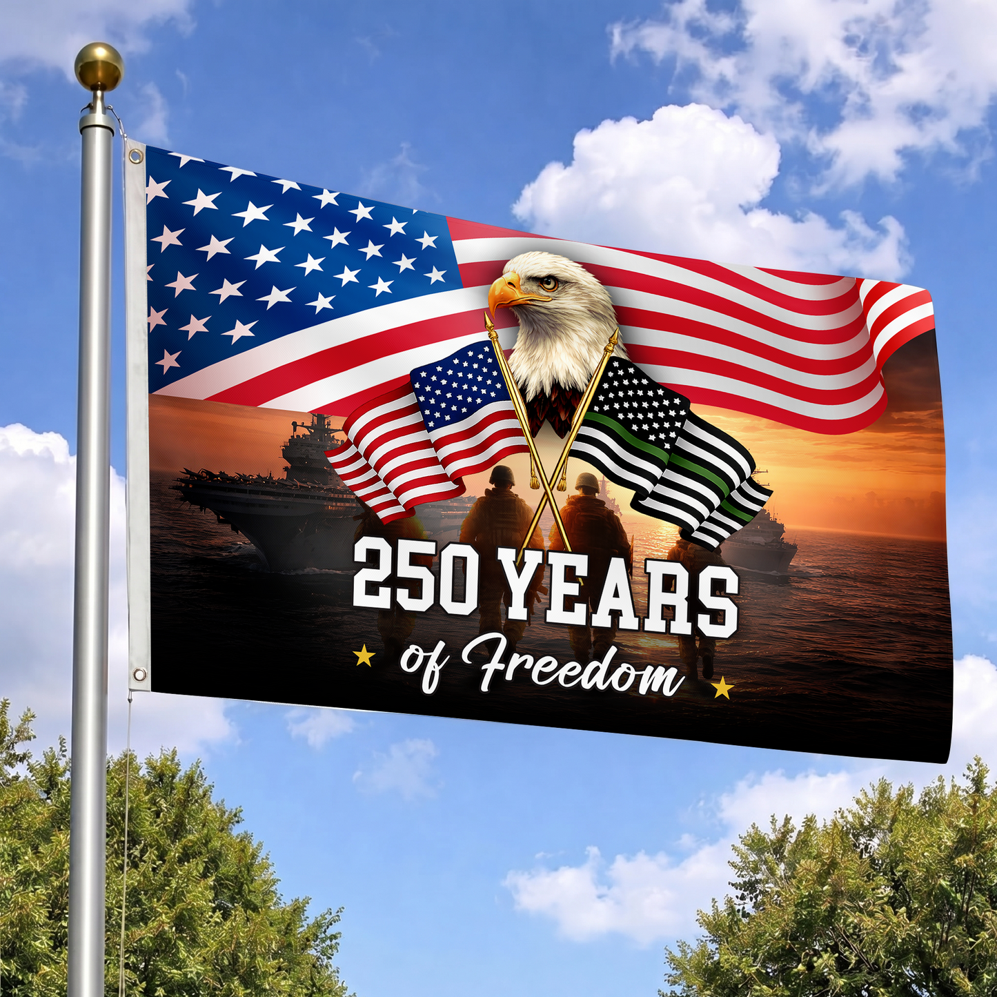 Eagle & Liberty Bell 250th Flag