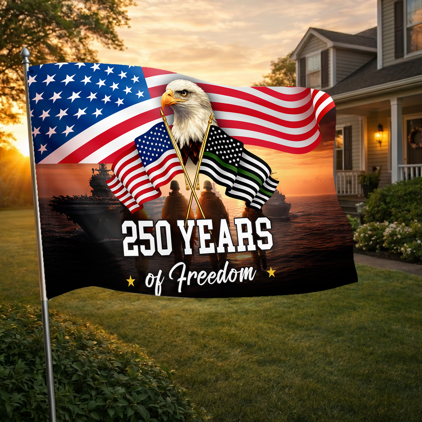 Eagle & Liberty Bell 250th Flag